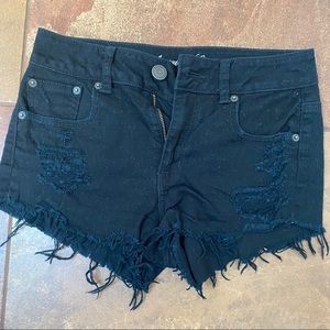 Black cut off denim jean shorts